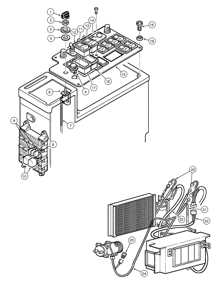 Схема запчастей Case 885 - (04-54[01]) - AIR CONDITIONING SYSTEM (04) - ELECTRICAL SYSTEMS