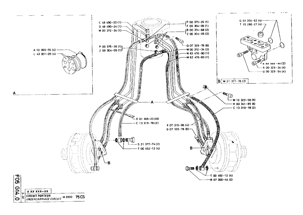 Схема запчастей Case 75C - (F05 G14.0) - UNDERCARRIAGE CIRCUIT - 75CS M2000 (07) - HYDRAULIC SYSTEM