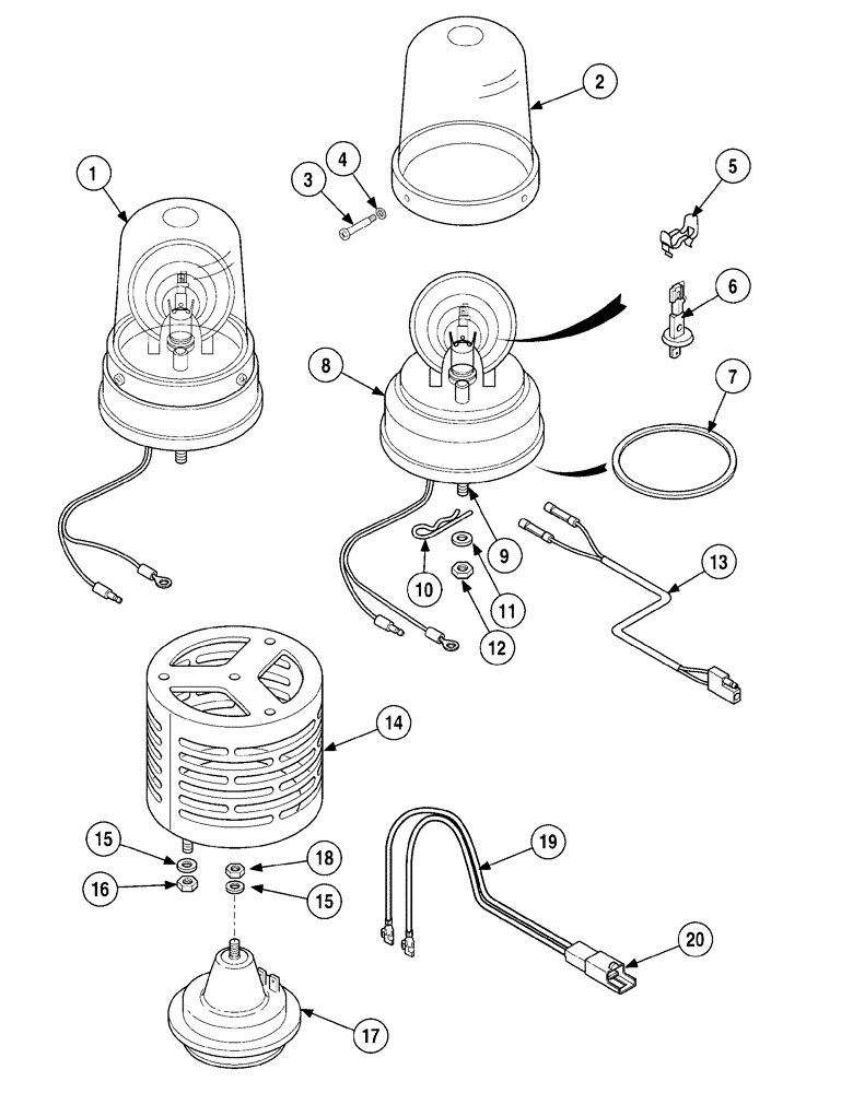 Схема запчастей Case 6030 - (04-10) - BEACON, ROTATING (04) - ELECTRICAL SYSTEMS