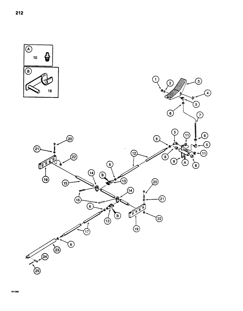Схема запчастей Case 880D - (212) - CONTROLS, SWING PEDAL AND LINKAGE (05) - UPPERSTRUCTURE CHASSIS
