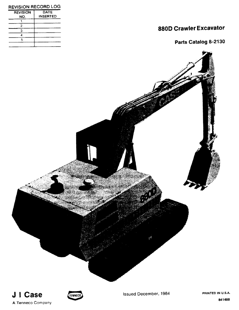 Схема запчастей Case 880D - (001) - REVISION RECORD LOG (00) - GENERAL