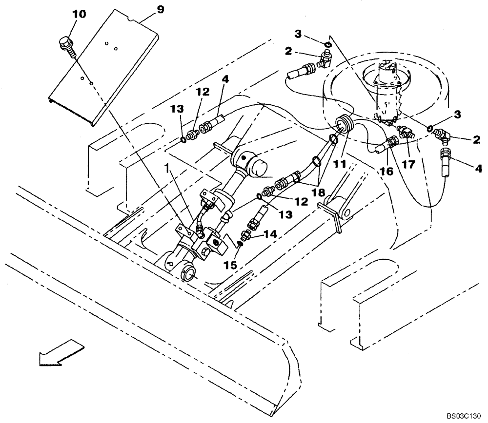 Схема запчастей Case CX80 - (08-32) - HYDRAULICS - BLADE CYLINDER LINE, MODELS WITH LOAD HOLD (08) - HYDRAULICS