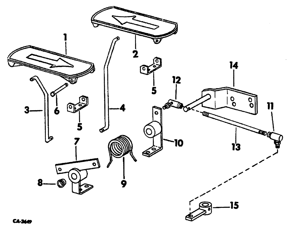 Схема запчастей Case 3400 - (037) - TRANSMISSION FOOT CONTROLS - HYDROSTATIC DRIVE TRACTORS (21) - TRANSMISSION