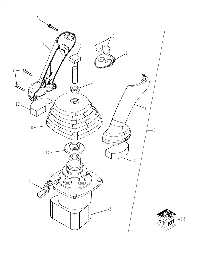 Схема запчастей Case 590SN - (35.150.16[02]) - HYDRAULICS - VALVE, JOYSTICK (PILOT CONTROLS) (RIGHT-HAND) WITHOUT EXTENDABLE DIPPER, 7 SPOOL (35) - HYDRAULIC SYSTEMS