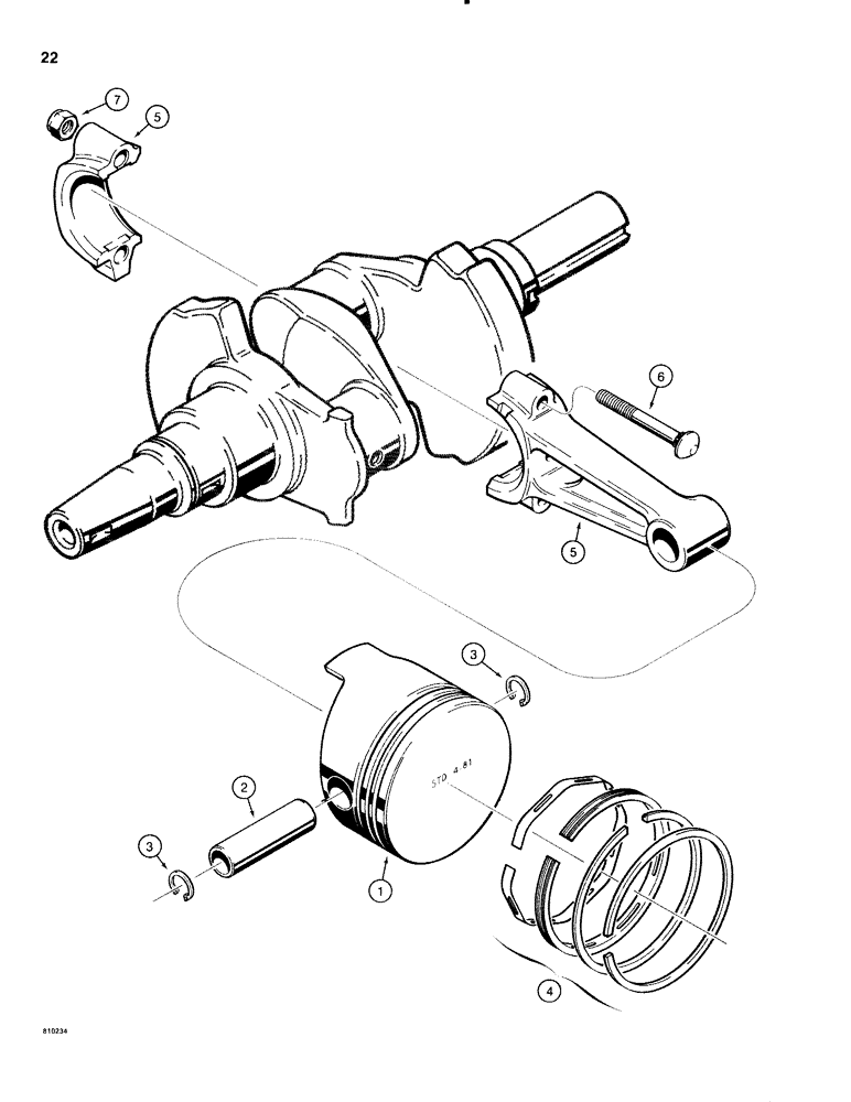 Схема запчастей Case 1816C - (022) - ENGINE PISTONS AND CONNECTING RODS (02) - ENGINE