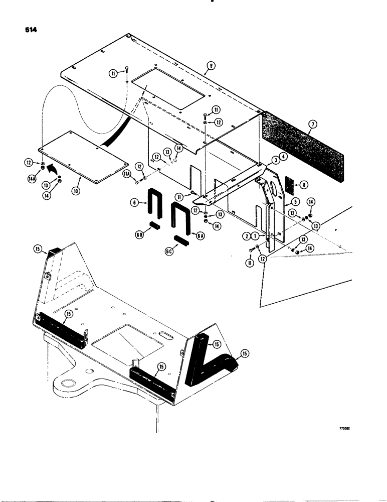 Схема запчастей Case 580C - (514) - CAB TO TRACTOR ENCLOSURE PANELS (09) - CHASSIS/ATTACHMENTS