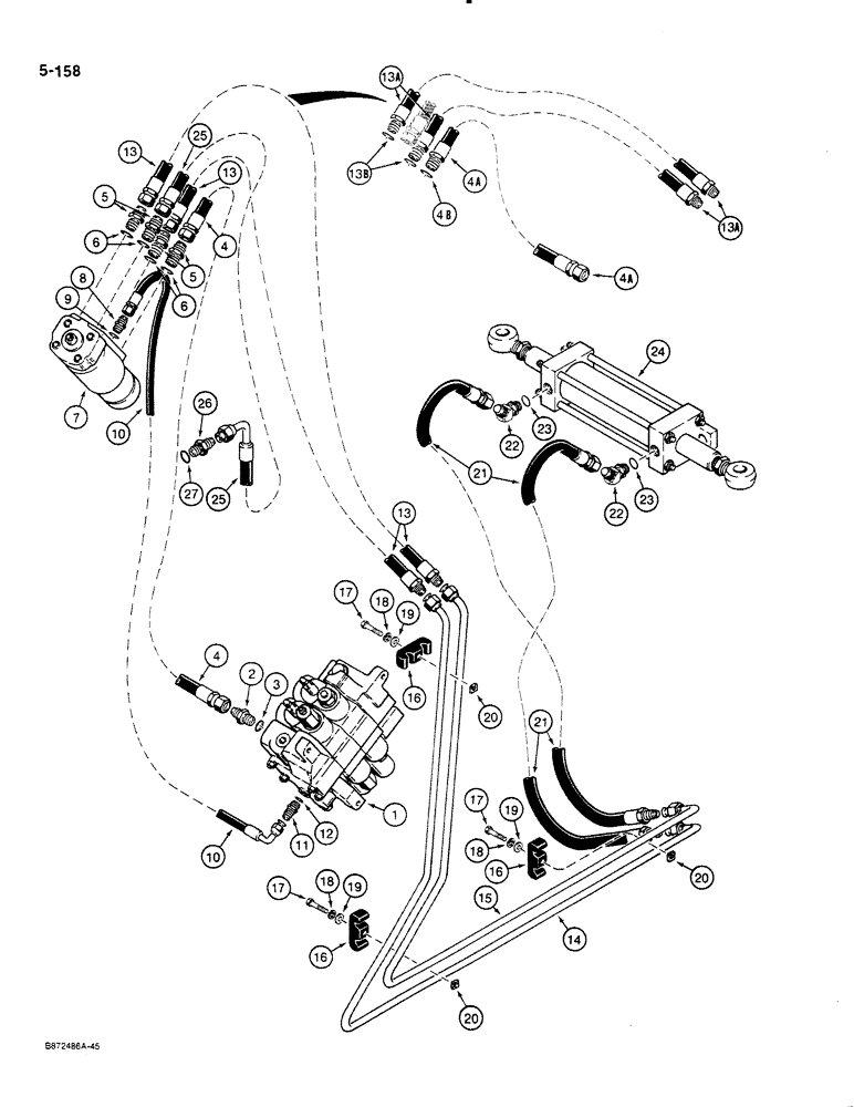Схема запчастей Case 580K - (05-158) - STEERING HYDRAULIC CIRCUIT (05) - STEERING
