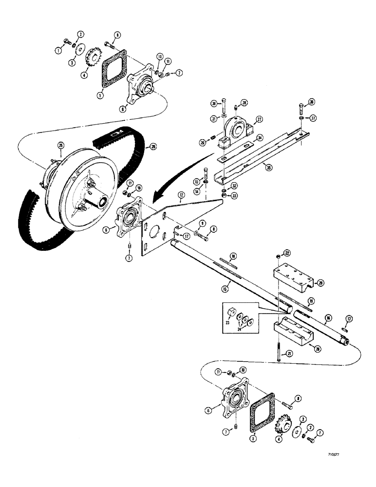Схема запчастей Case 1500-SERIES - (044) - JACKSHAFT AND BEARINGS (14) - MAIN GEARBOX & DRIVE
