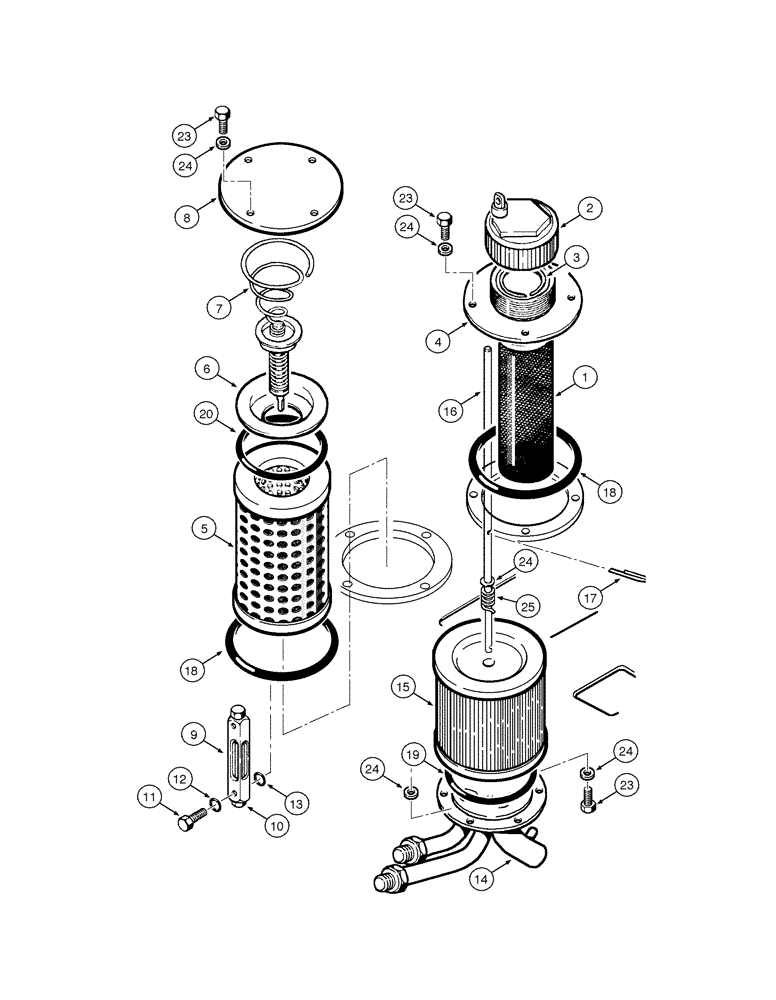 Схема запчастей Case 885 - (08-004[01]) - HYDRAULIC OIL RESERVOIR - FILTER (08) - HYDRAULICS