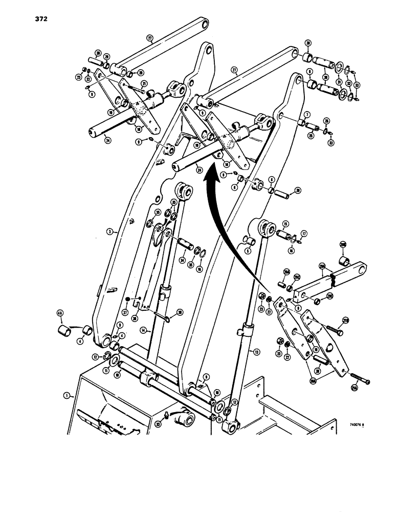 Схема запчастей Case 680E - (372) - LOADER LIFT FRAME AND RELATED PARTS (82) - FRONT LOADER & BUCKET