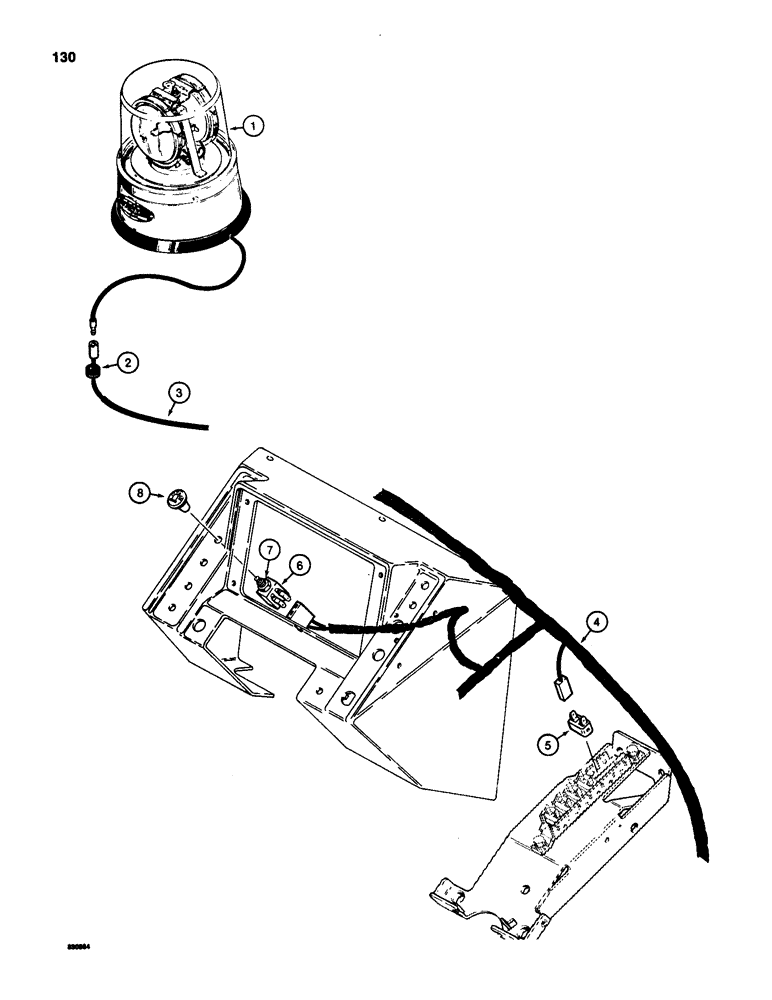 Схема запчастей Case 580SD - (130) - ROTATING BEACON AND CIRCUIT (04) - ELECTRICAL SYSTEMS