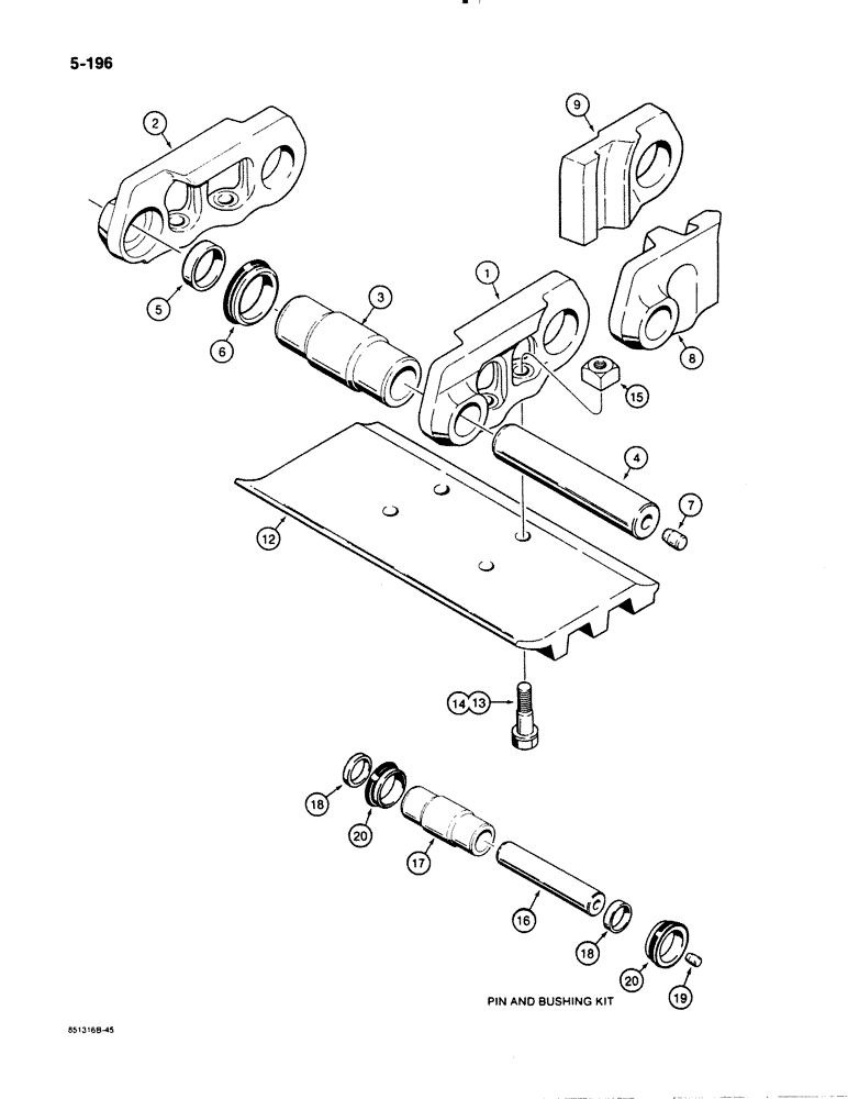 Схема запчастей Case 1450B - (5-196) - CASE LUBRICATED TRACK CHAIN, IF USED, WITH SPLIT MASTER (11) - TRACKS/STEERING
