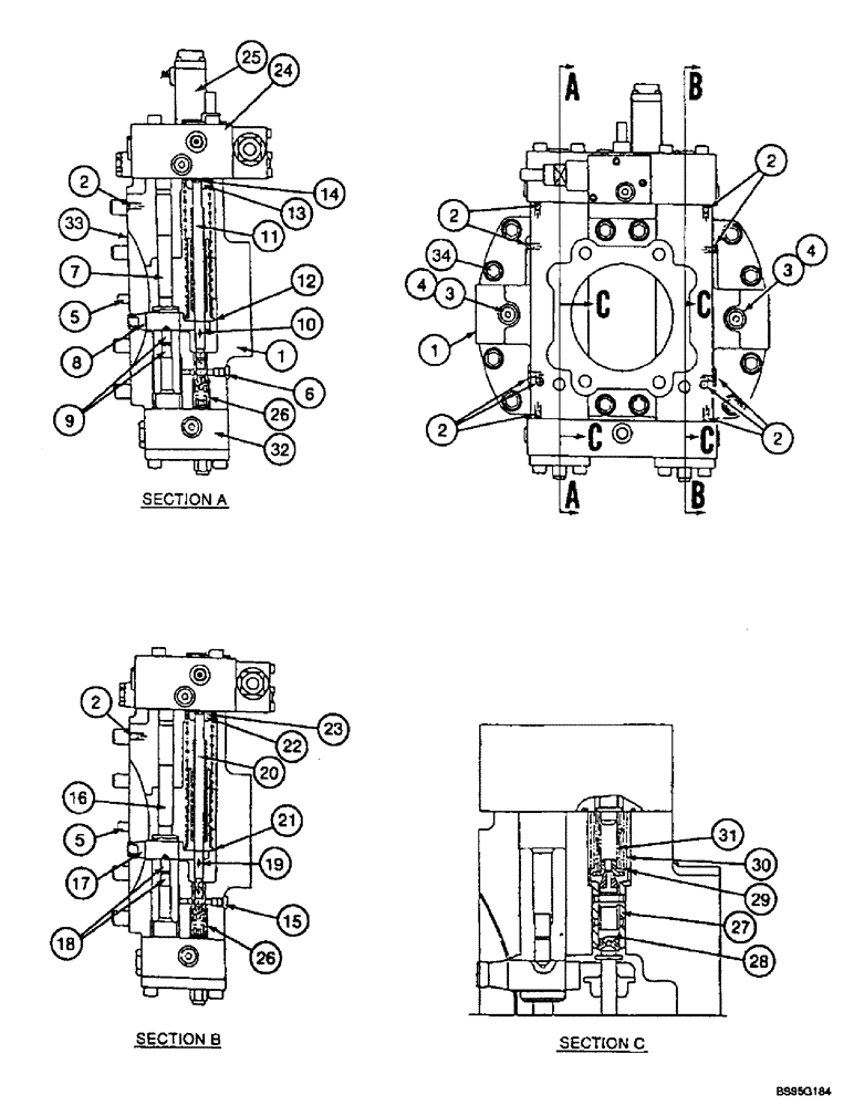 Схема запчастей Case 9050B - (8-119C) - HYDRAULIC PUMP - CONTROLLER (08) - HYDRAULICS