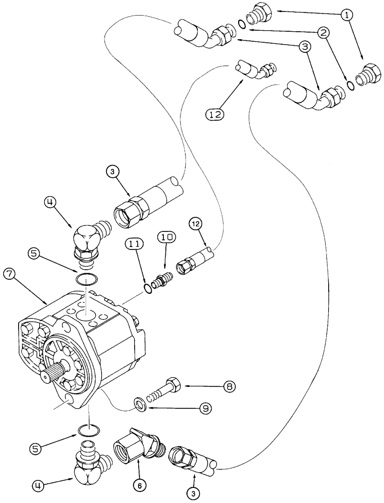 Схема запчастей Case 460 - (8-092) - PLOW HYDRAULIC CIRCUIT, PLOW MOTOR SUPPLY AND RETURN LINES, FROM REAR BULKHEAD PLATE (08) - HYDRAULICS