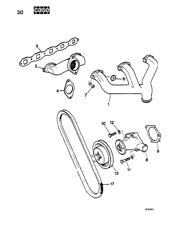 Схема запчастей Case LEYLAND - (30) - MANIFOLD, WATER PUMP 