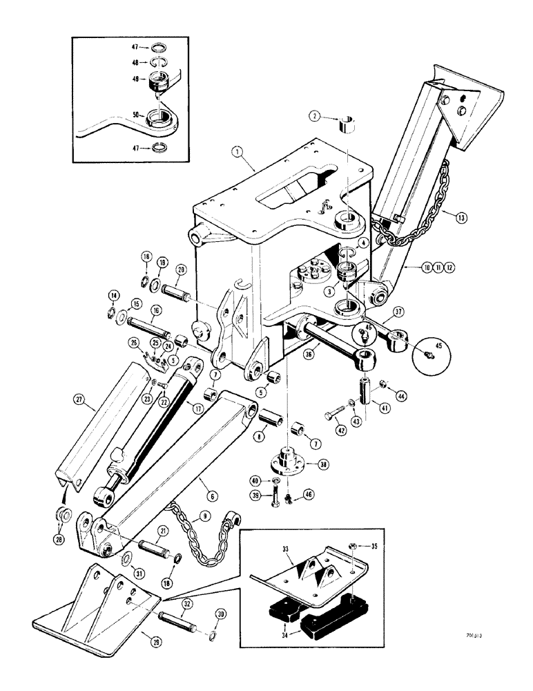Схема запчастей Case 34 - (010) - MOUNTING FRAME AND STABILIZERS, ALL 33 BACKHOES - ALSO 34 BACKHOES BEFORE SN 1022951 