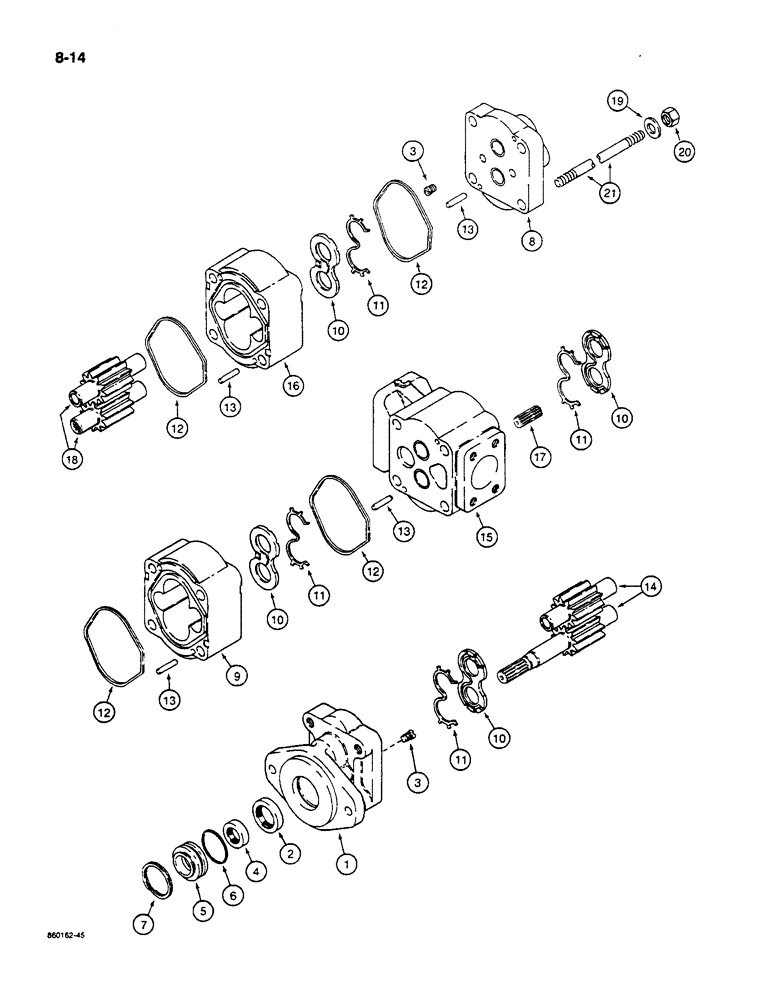 Схема запчастей Case W14C - (8-14) - EQUIPMENT AND STEERING PUMP (08) - HYDRAULICS