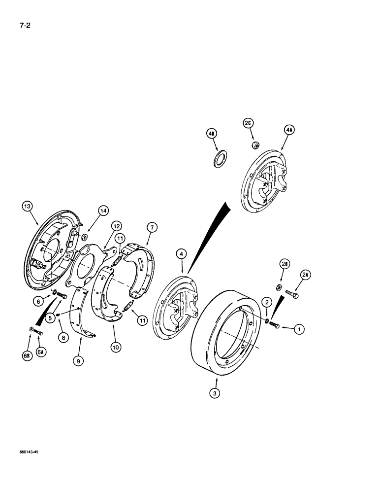 Схема запчастей Case W14B - (7-02) - PARKING BRAKE (07) - BRAKES