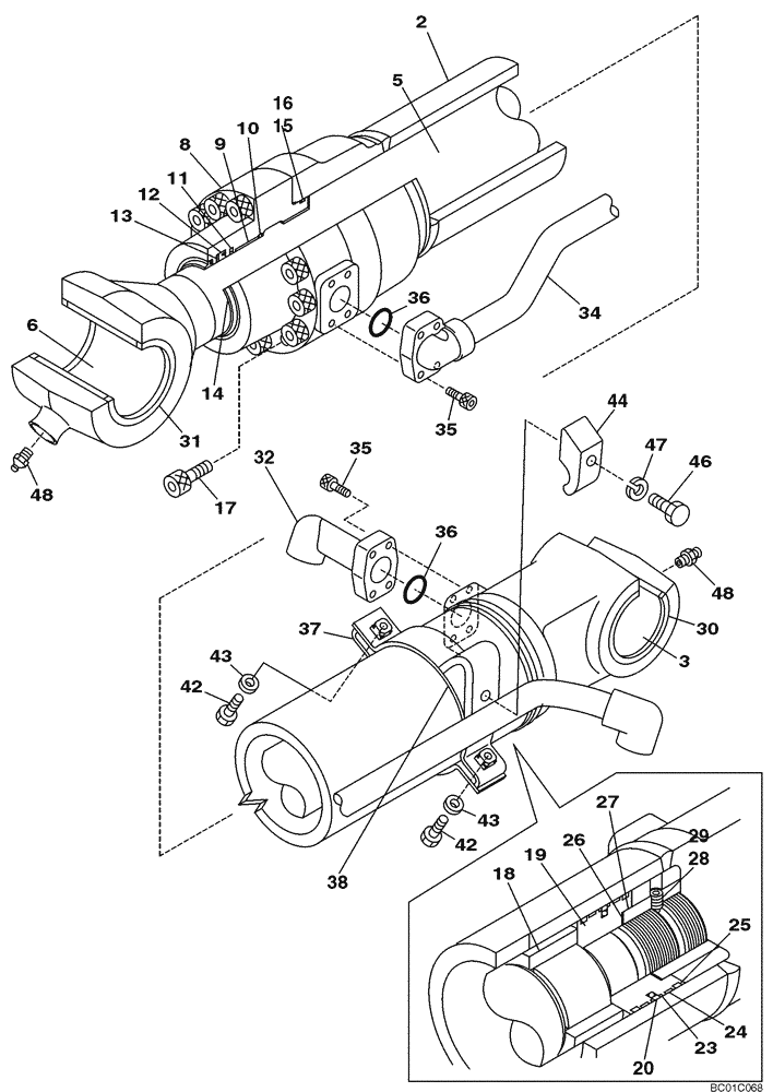 Схема запчастей Case CX240LR - (08-49[01]) - CYLINDER, ASSY - BUCKET (KBV1790) (08) - HYDRAULICS