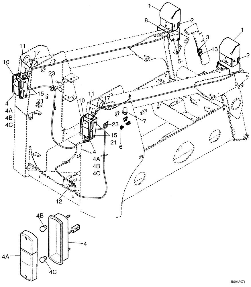 Схема запчастей Case 70XT - (04-32) - ROAD LIGHTS AND MOUNTING (04) - ELECTRICAL SYSTEMS