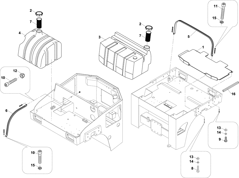 Схема запчастей Case DV202 - (12-93/12[01]) - DRUM SPRINKLING RESERVOIRS (09) - CHASSIS/ATTACHMENTS