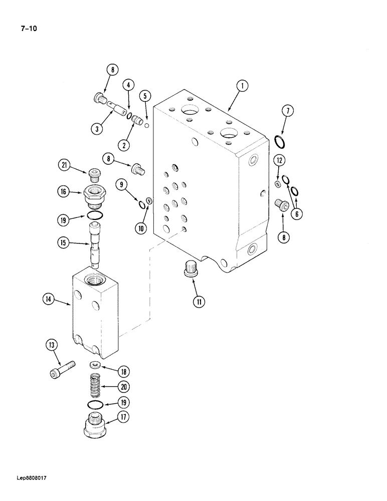 Схема запчастей Case 688 - (7-10) - DRIVE CONTROL VALVE, BRAKE RELEASE VALVE, INLET AND OUTLET SECTION (07) - BRAKES