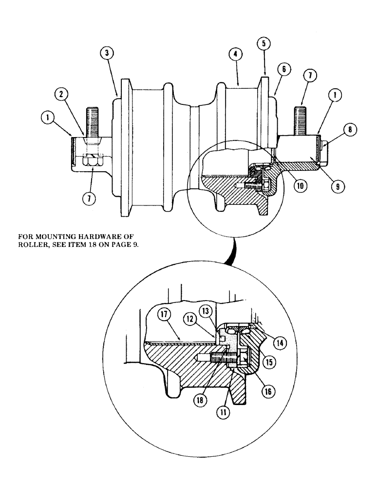 Схема запчастей Case 120 - (021) - DOUBLE FLANGE TRACK ROLLER, LOWER TRACK ROLLER (48) - TRACKS & TRACK SUSPENSION