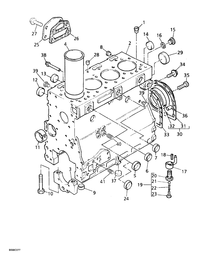 Схема запчастей Case 689G - (02-24) - CYLINDER BLOCK (02) - ENGINE