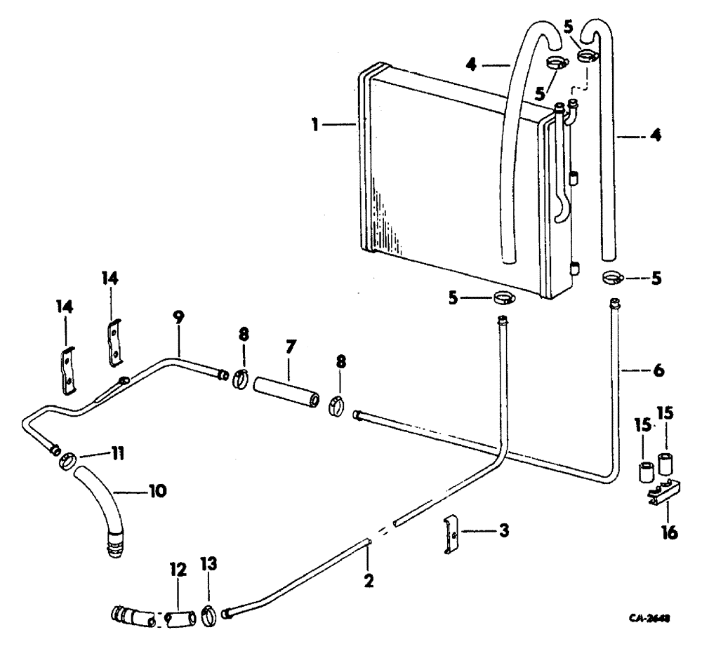 Схема запчастей Case 3400 - (007) - OIL COOLER - HYDROSTATIC DRIVE TRACTORS (21) - TRANSMISSION