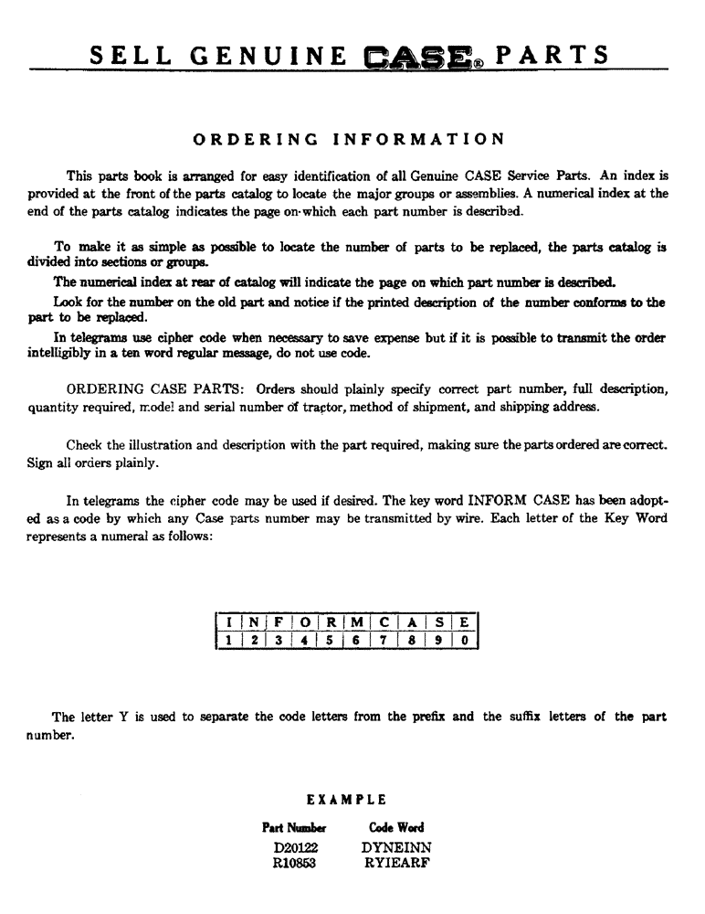 Схема запчастей Case 31 - (003) - ORDERING INFORMATION 