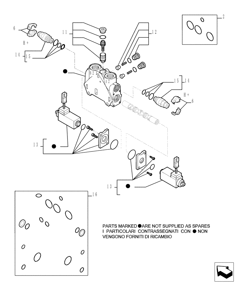 Схема запчастей Case TX945 - (9.00825A[04]) - 3 SPOOL VALVE - COMPONENTS- OPTIONAL CODE 749001071 (35) - HYDRAULIC SYSTEMS