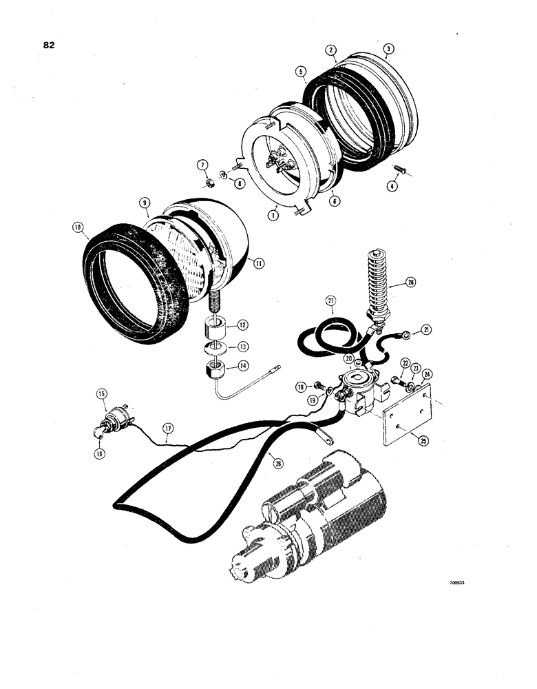 Схема запчастей Case 850 - (082) - HEADLIGHT ASSEMBLY (06) - ELECTRICAL SYSTEMS