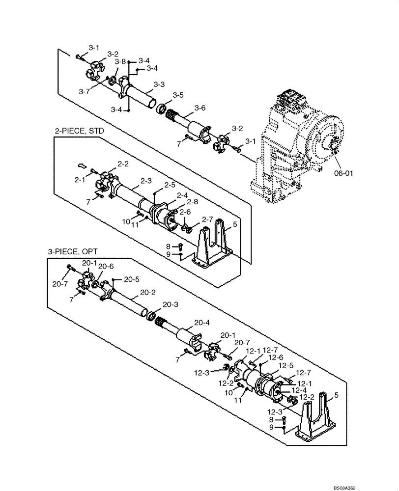 Схема запчастей Case 1221E - (06-34[01]) - DRIVE LINES (A) (87700456) (1) (06) - POWER TRAIN