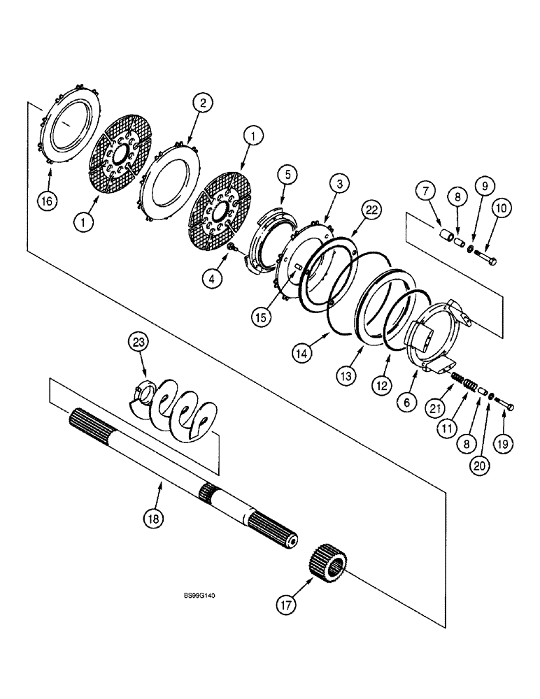 Схема запчастей Case 590SL - (7-02) - REAR DRIVE AXLE, DIFFERENTIAL BRAKE (07) - BRAKES