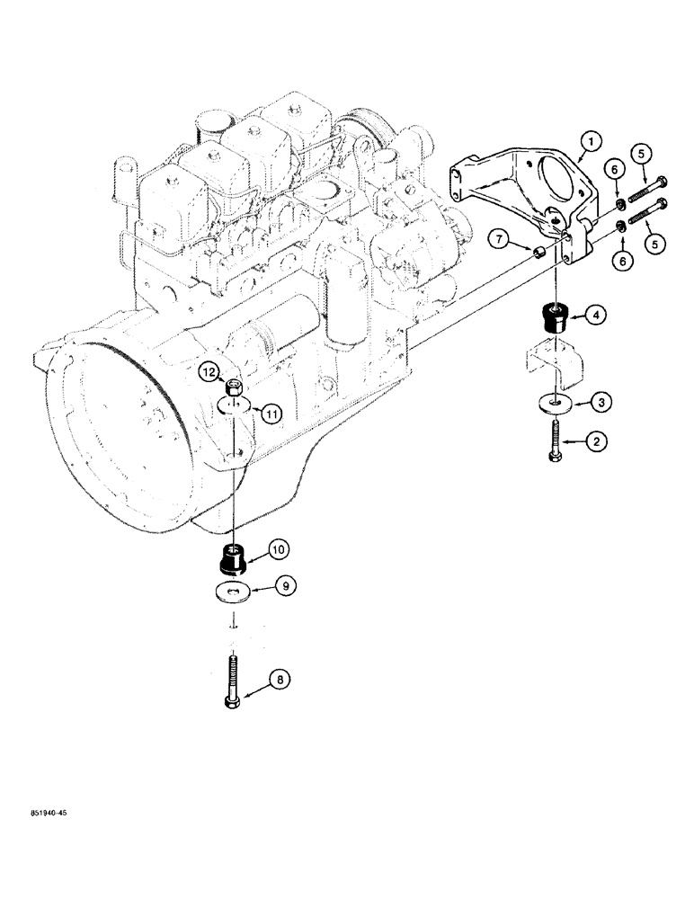 Схема запчастей Case 480F LL - (2-14) - ENGINE MOUNTING (02) - ENGINE