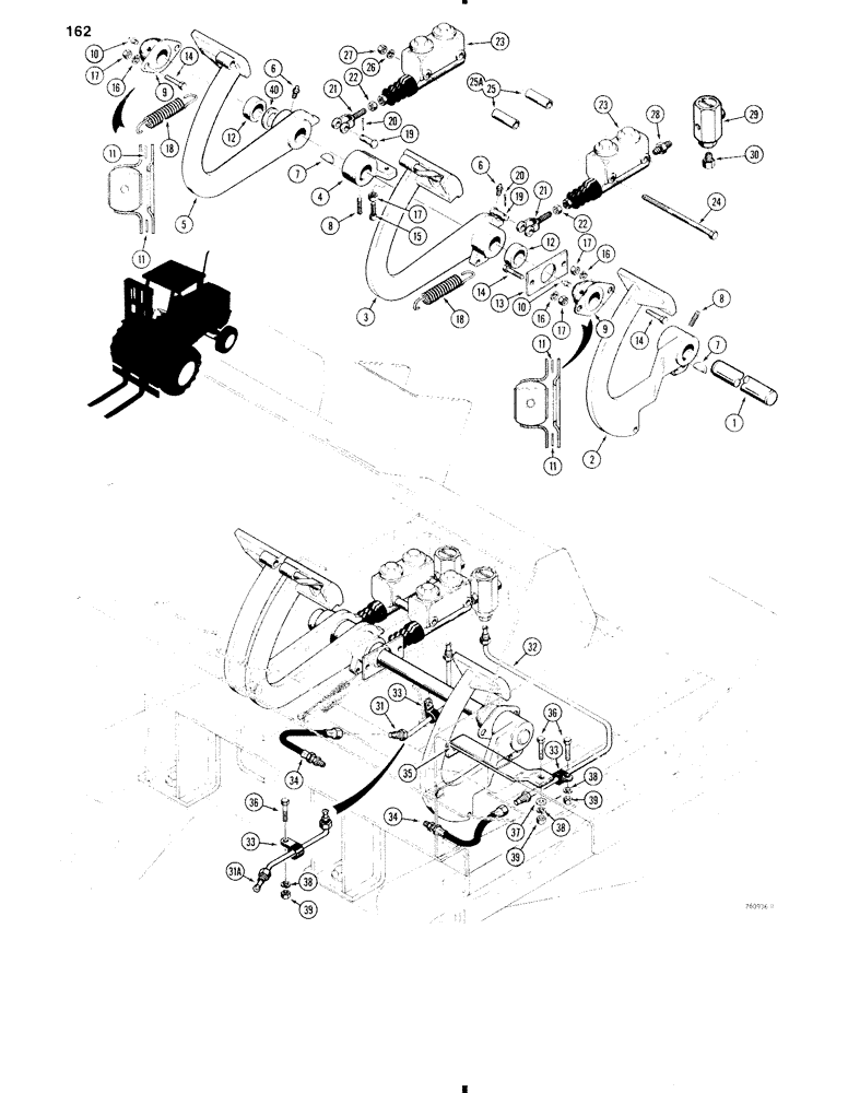 Схема запчастей Case 584C - (162) - BRAKE PEDALS AND BRAKE SYSTEM (33) - BRAKES & CONTROLS