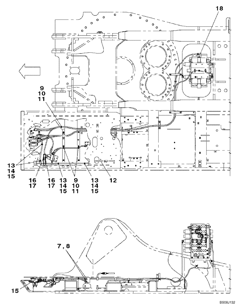 Схема запчастей Case CX800B - (08-59) - HYDRAULIC CIRCUIT - PLUG, BLANK-OFF (MULTI-PURPOSE+3WAY VALVE PEDAL) (08) - HYDRAULICS