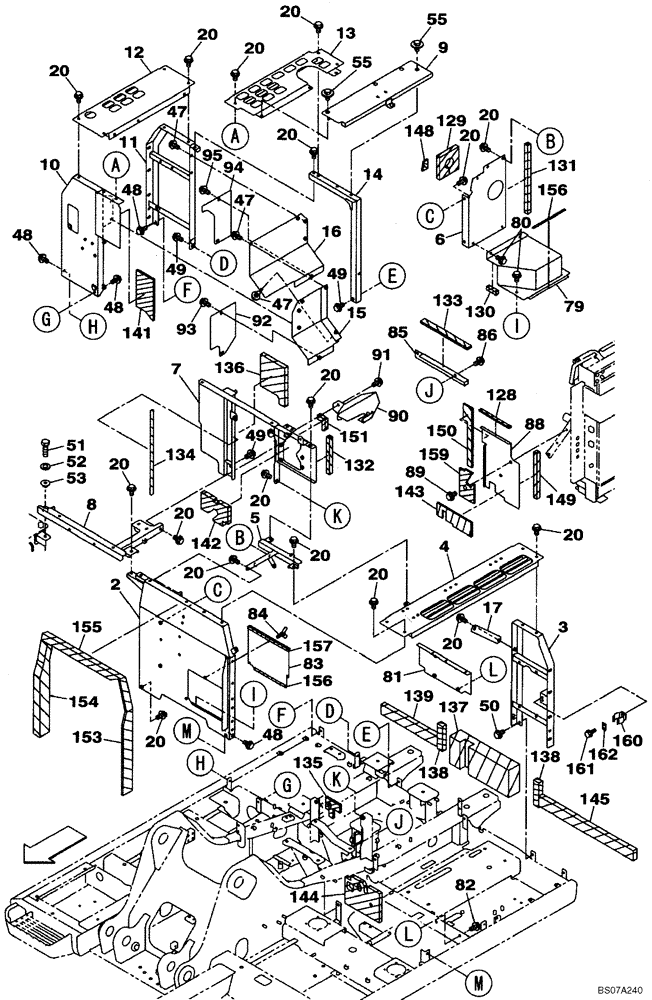 Схема запчастей Case CX160B - (09-05) - FRAMES, COVERS - INSULATION (09) - CHASSIS/ATTACHMENTS
