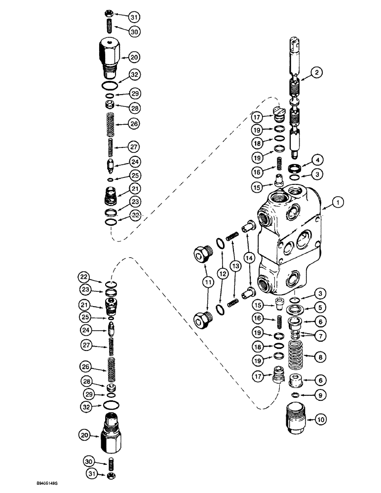 Схема запчастей Case 590SL - (8-114) - BACKHOE CONTROL VALVE, DIPPER SECTION (08) - HYDRAULICS