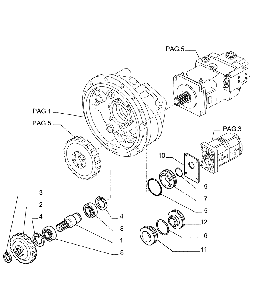 Схема запчастей Case 1850K LT - (1.200[02]) - UNIT TORQUE CONVERTER (29) - HYDROSTATIC DRIVE