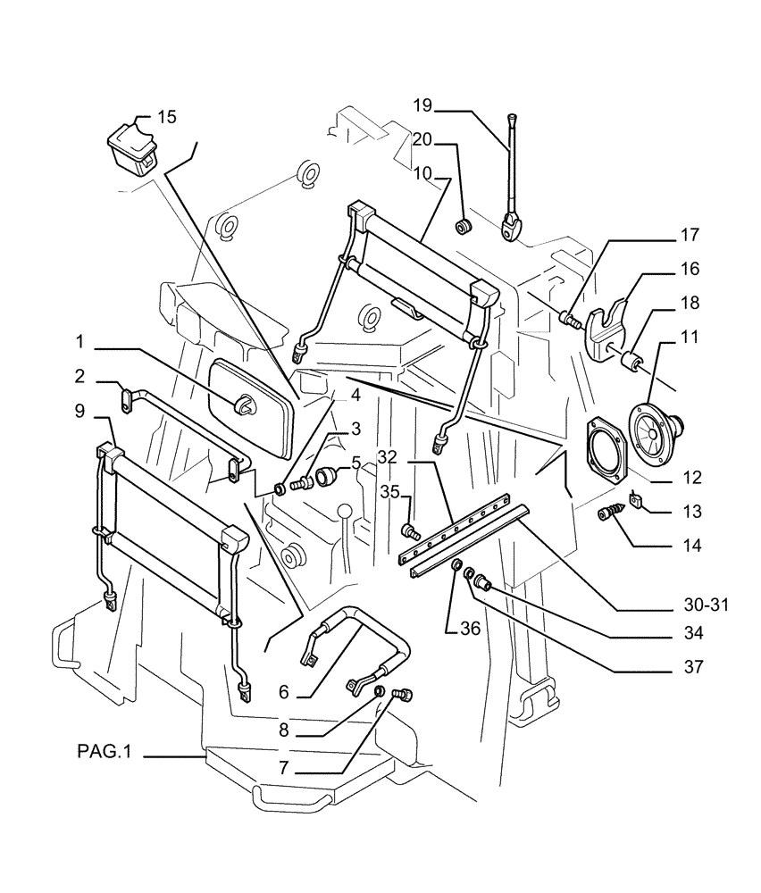 Схема запчастей Case 1850K LGP - (9.653[22]) - ROPS CAB - OPTIONAL CODE 76078133 (19) - OPTIONS