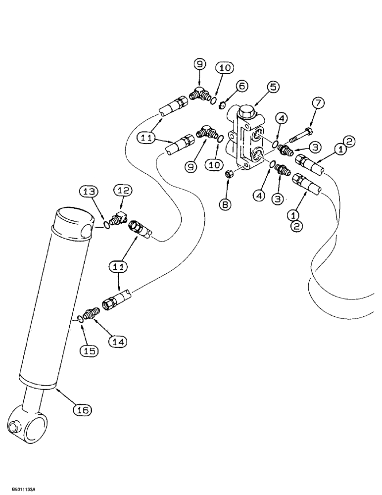 Схема запчастей Case 560 - (8-106) - BOOM LIFT HYDRAULIC CIRCUIT, DIRECT DRIVE TRENCHER (08) - HYDRAULICS