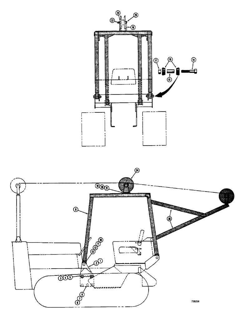 Схема запчастей Case 475 - (123A) - ROLL OVER PROTECTION STRUCTURE (90) - PLATFORM, CAB, BODYWORK AND DECALS