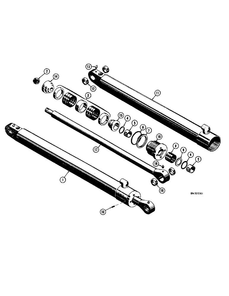 Схема запчастей Case 32 - (44) - D30769 BACKHOE BUCKET CYLINDER 