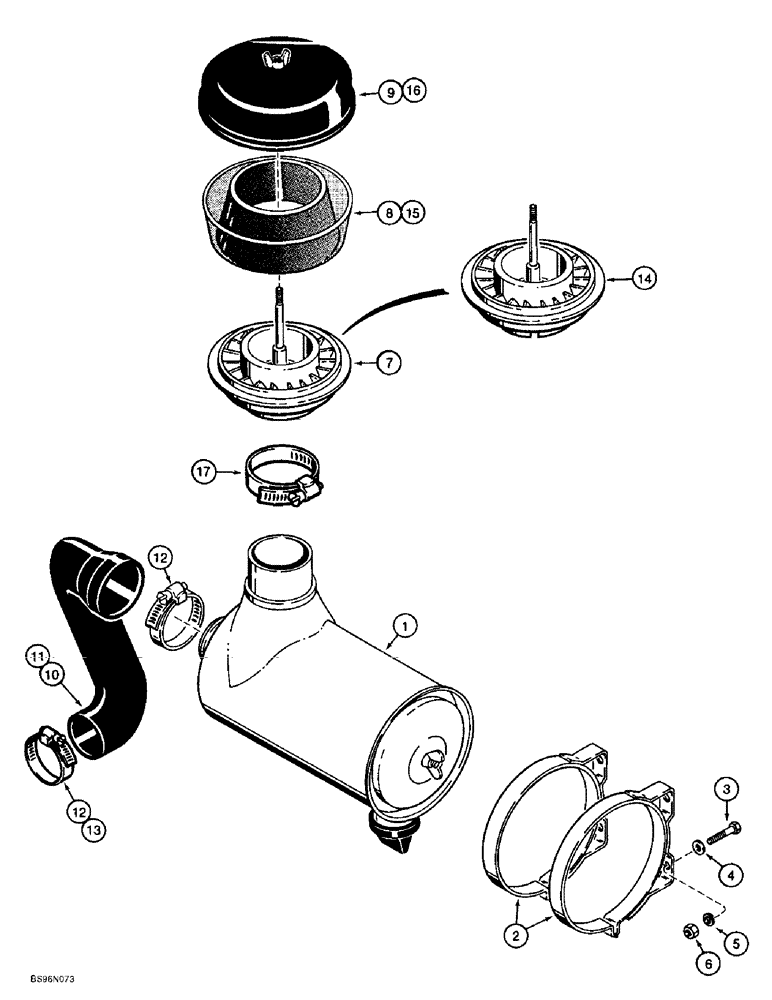 Схема запчастей Case 621B - (2-10) - AIR CLEANER AND AIR INTAKE PARTS (02) - ENGINE