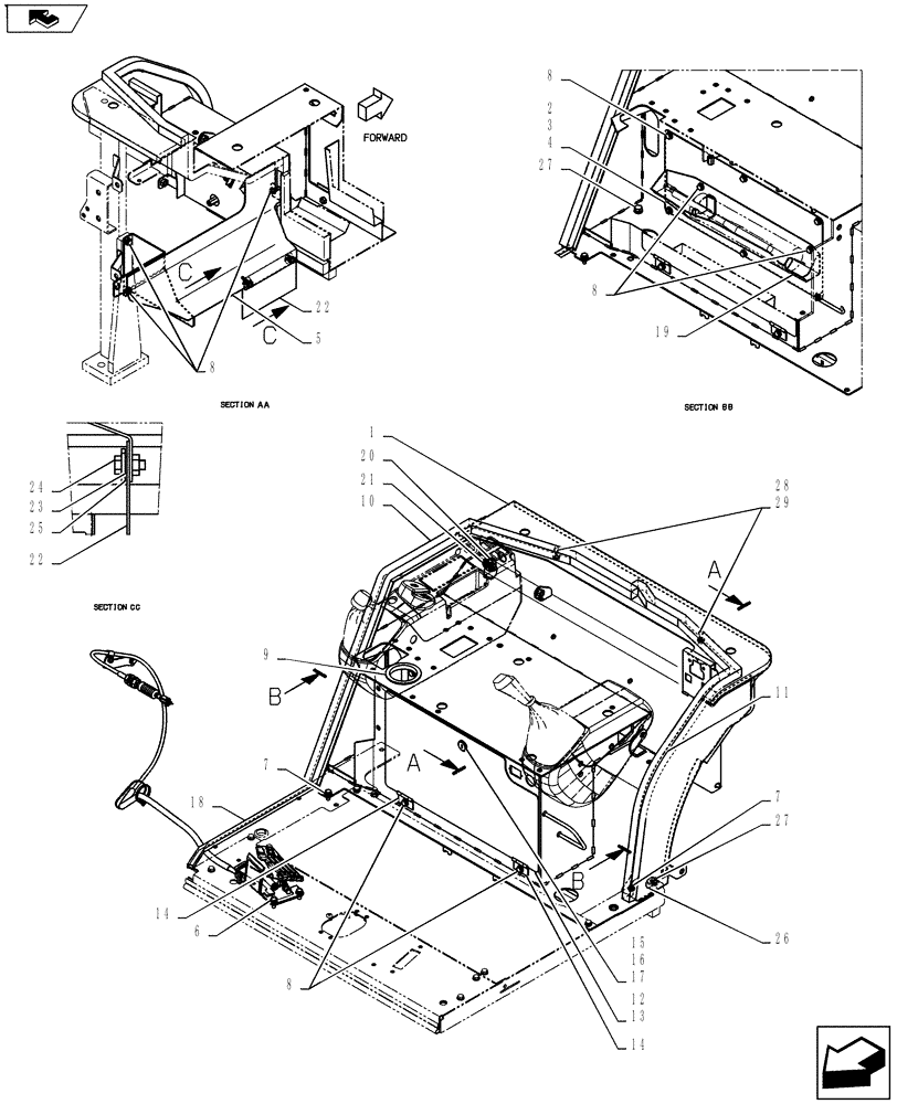 Схема запчастей Case CX55BMSR - (01-051[01]) - CONTROLS, OPERATORS (CAB) (90) - PLATFORM, CAB, BODYWORK AND DECALS