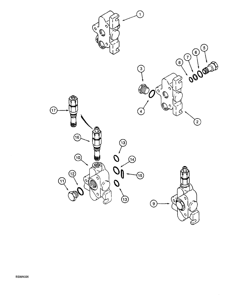 Схема запчастей Case 760 - (08-034) - ATTACHMENT CONTROL VALVE, OUTLET AND INLET SECTIONS (35) - HYDRAULIC SYSTEMS