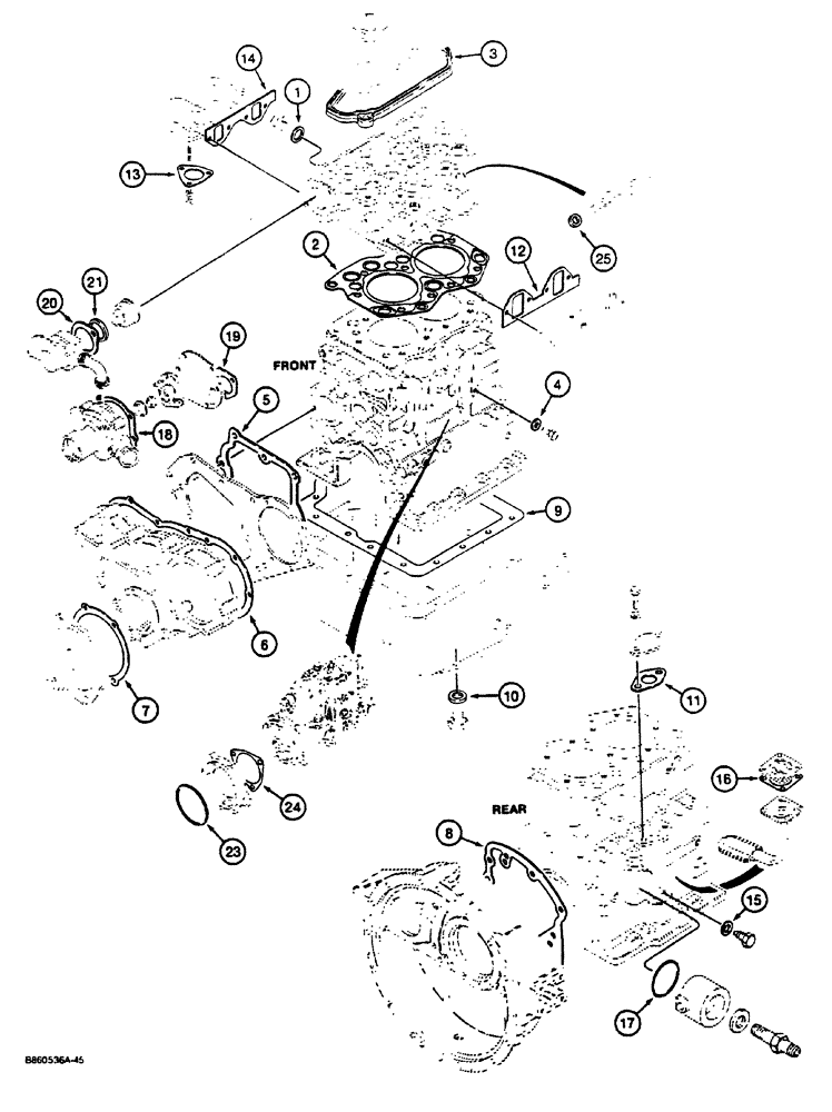 Схема запчастей Case CASE - (2-36) - ENGINE OVERHAUL GASKET KIT (02) - ENGINE
