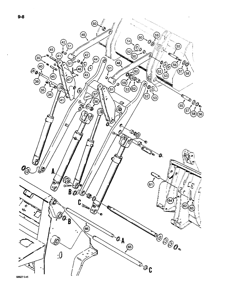 Схема запчастей Case W14C - (9-08) - LOADER LIFT FRAME, MODELS WITH STANDARD OR CLAM BUCKET (09) - CHASSIS/ATTACHMENTS