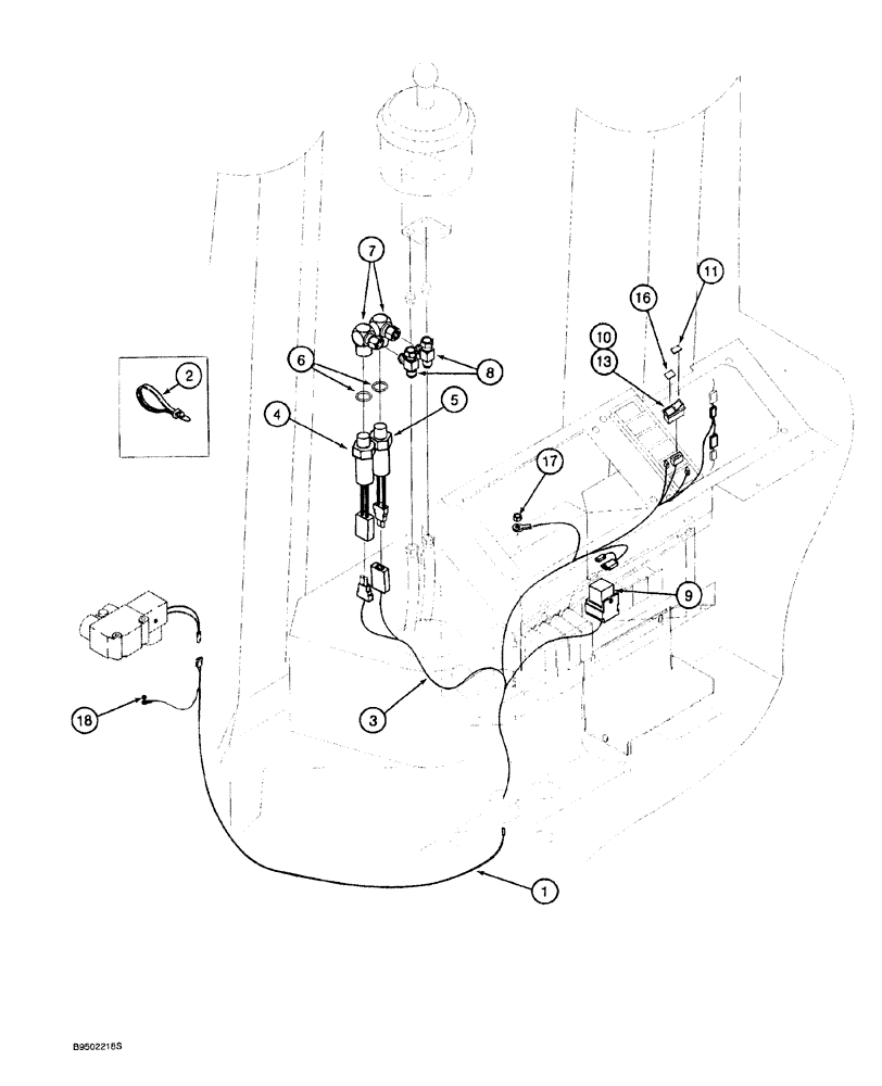 Схема запчастей Case 921 - (4-017A) - RIDE CONTROL HARNESS (04) - ELECTRICAL SYSTEMS